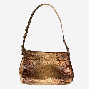 Brahmin Brown Crocodile Embossed Shoulder Bag